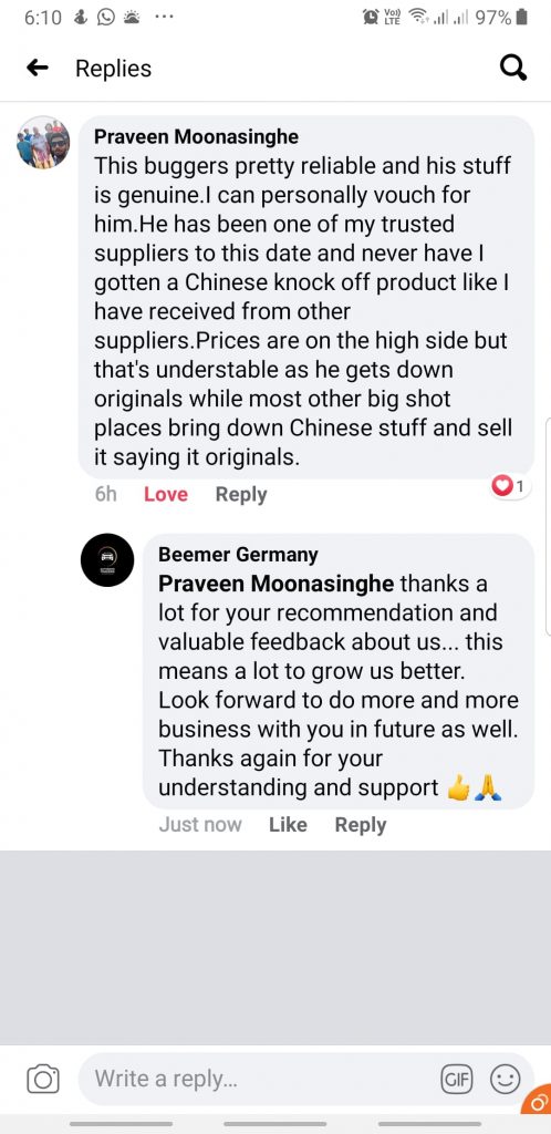 This buggers pretty reliable and his stuff is genuine. I can personally vouch for him. He has been one of my trusted suppliers to this date and never have I gotten a chinese knock of product like I have received from other suppliers. Prices are on the high side but that's understable as he gets down originals while most other big shot places bring down Chinese stuff and sell it saying it originals.