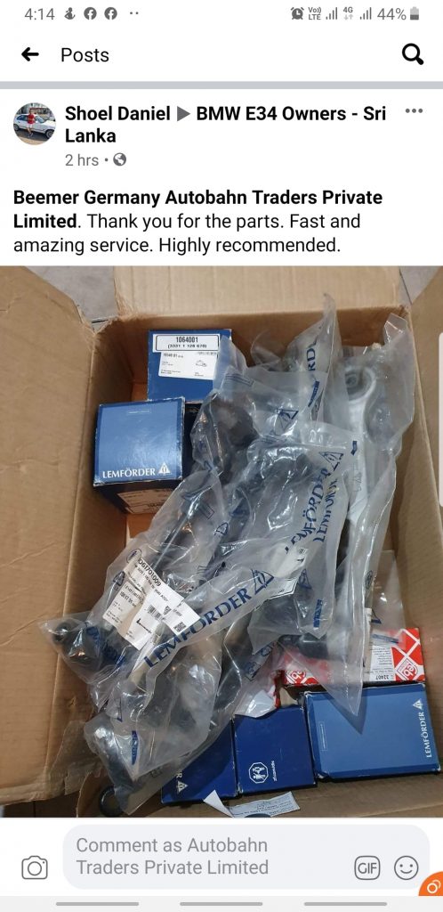 Beemer Germany, Autobahn Traders Private Limited. Thank you for the parts. Fast and amazing service. Highly recommended.